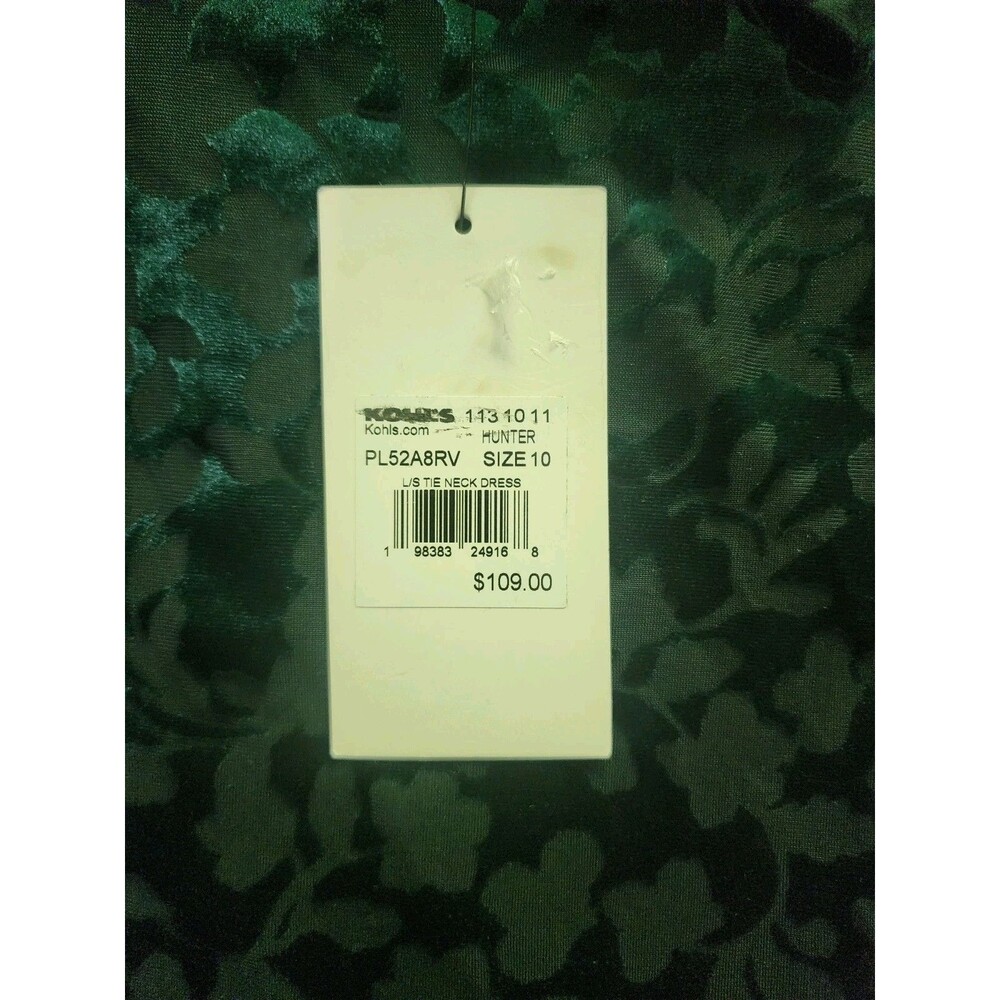 HARPER ROSE Velvet Burnout Straight Dress With Ruffle Hem Green Dress Size 10 - Picture 5 of 11